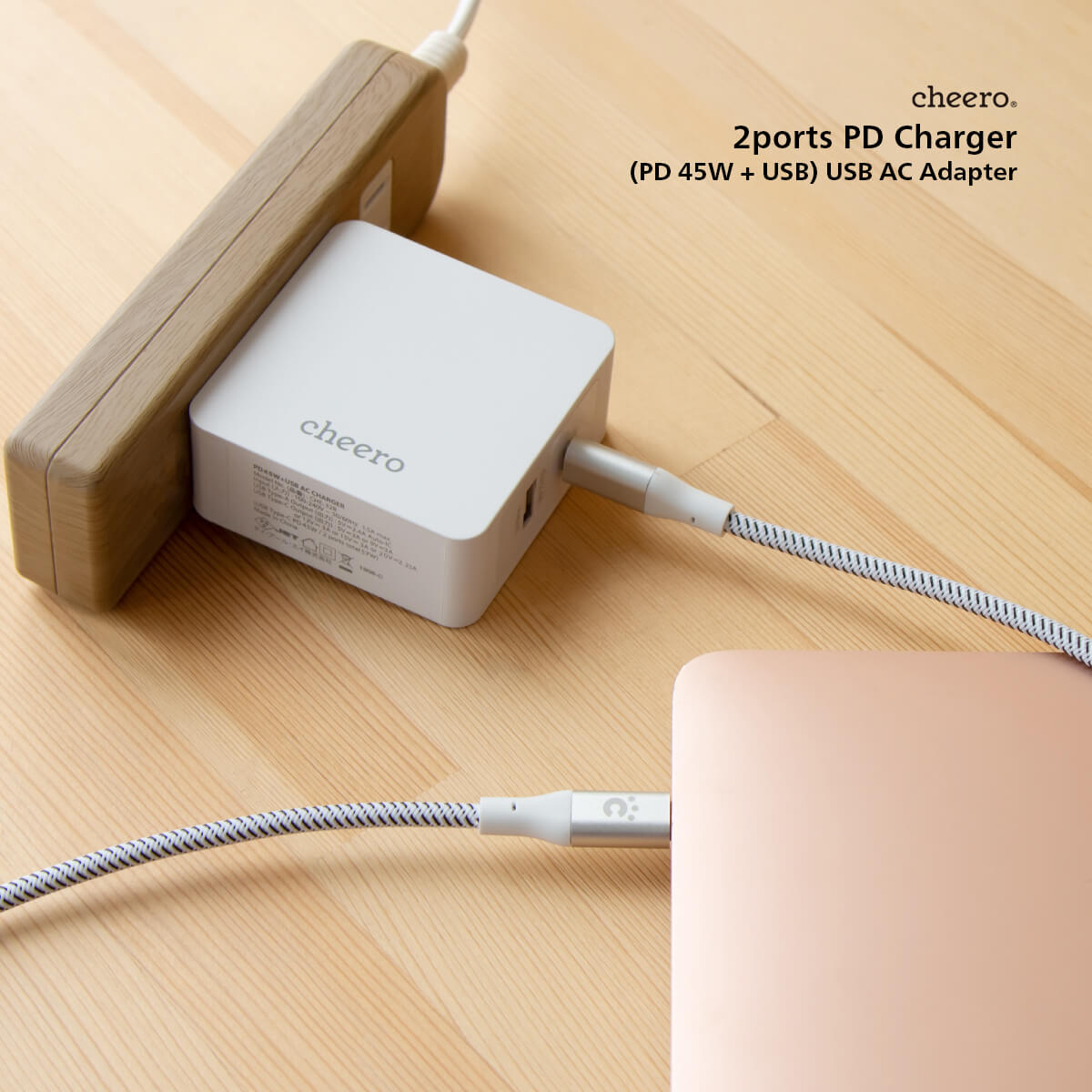 cheero 2 ports PD Charger ( PD 45W + USB )