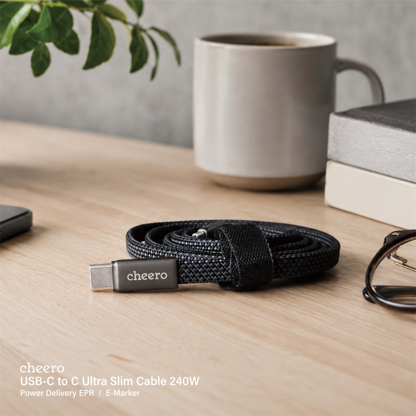 cheero USB-C to C Ultra Slim Cable 240W
