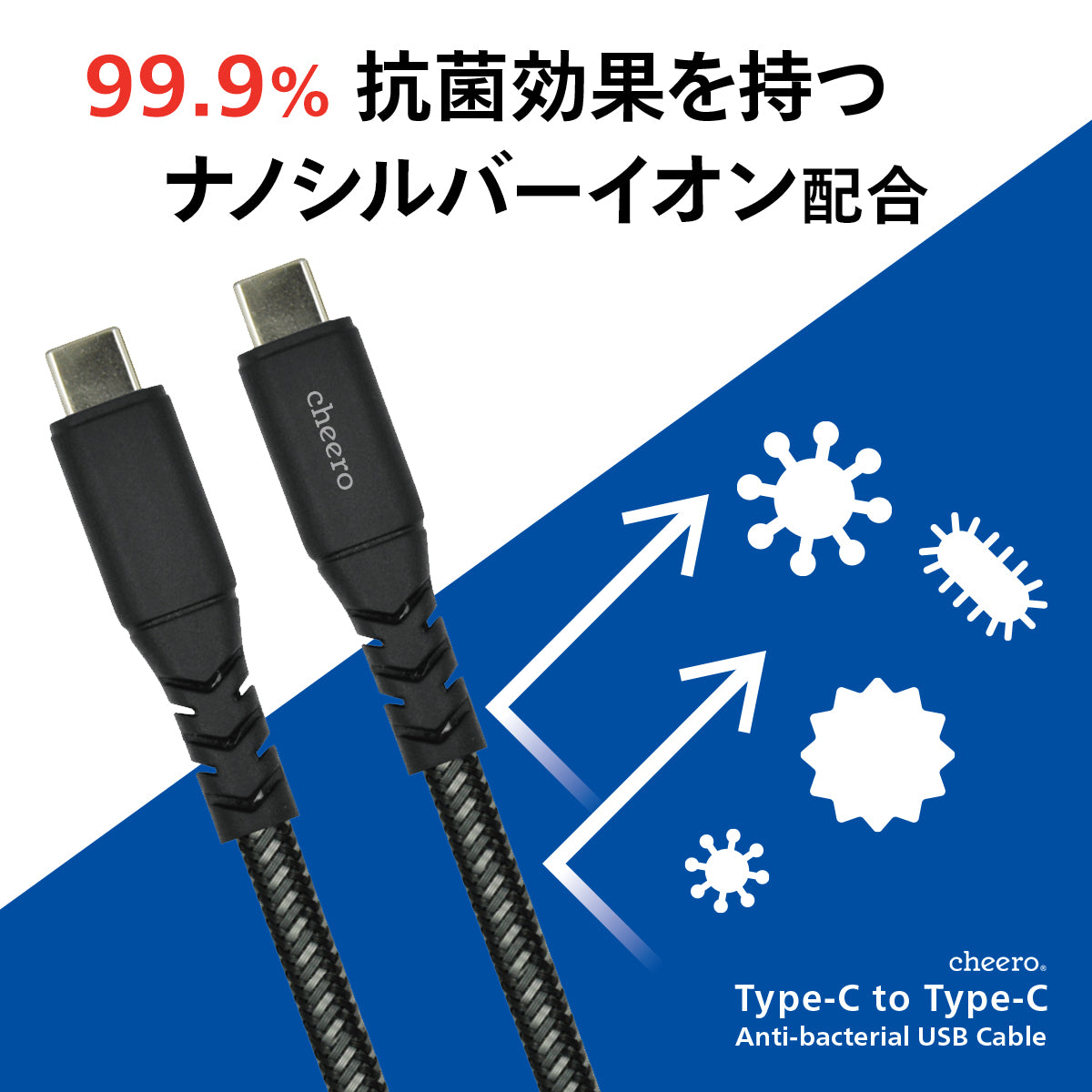【販売終了】Type-C to Type-C Anti-bacterial USB cable